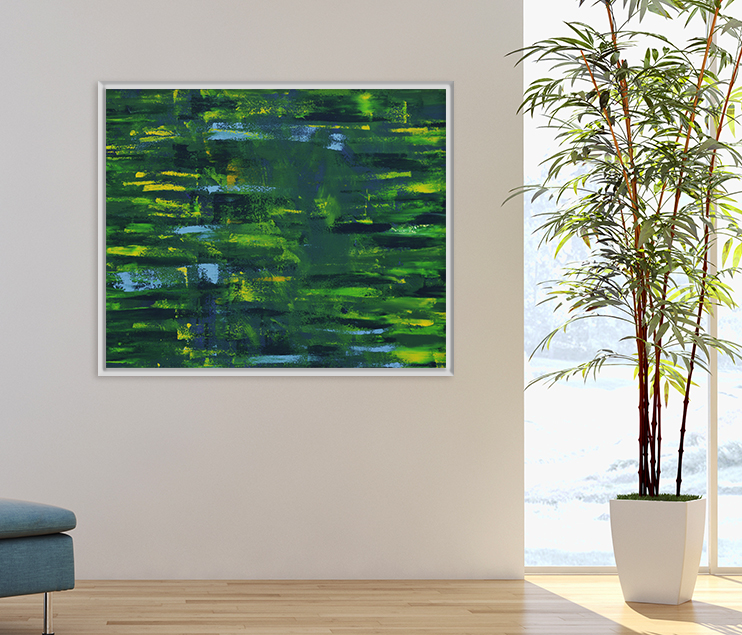 green abstract canvas art