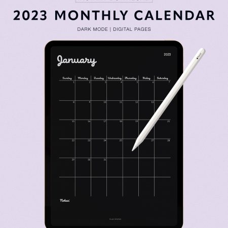 dark mode calendar 2023