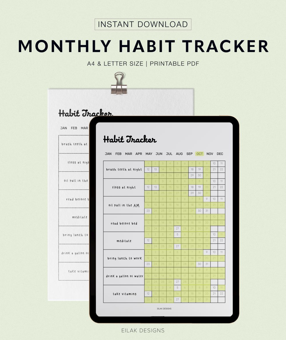 monthly digital habit tracker
