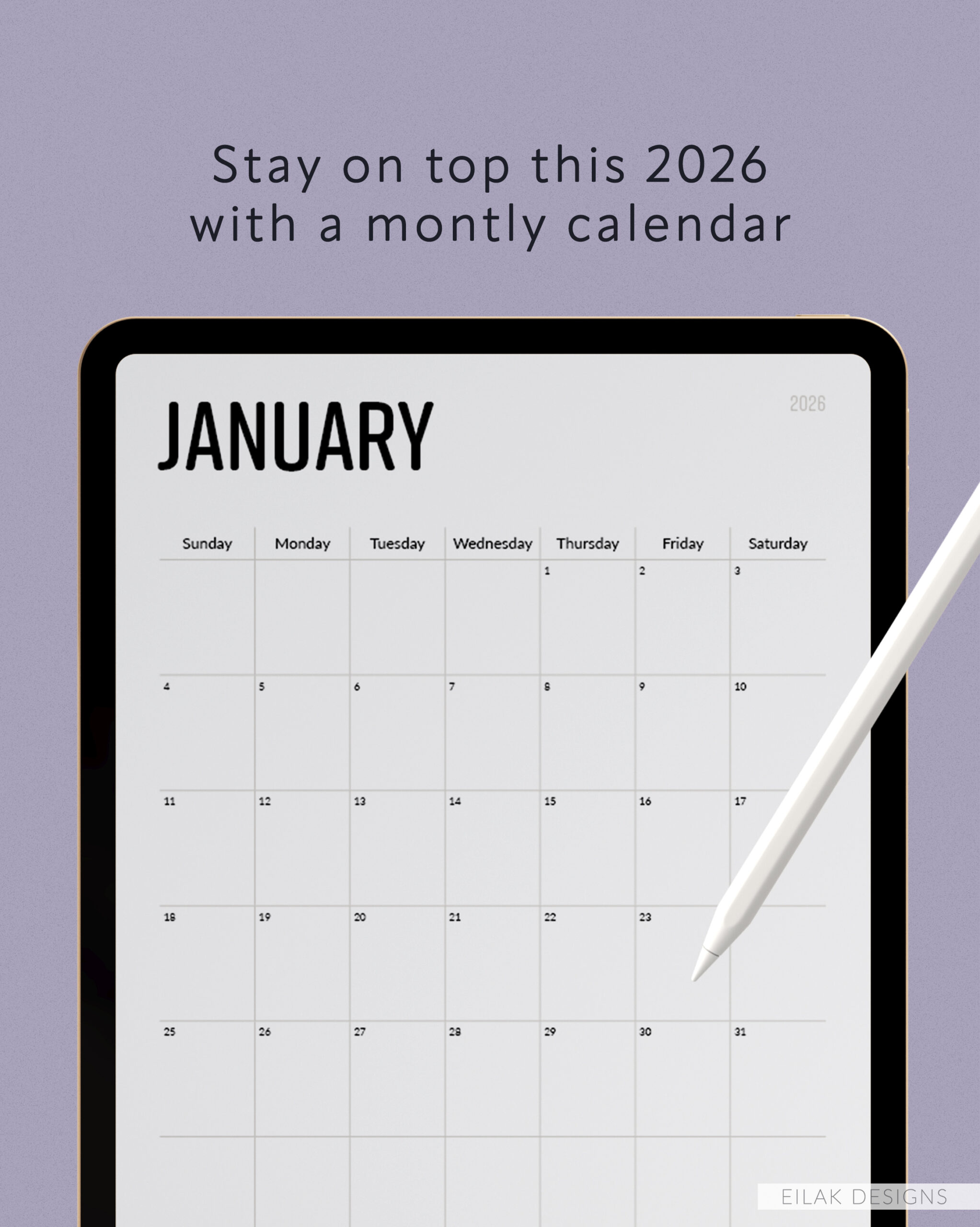goodnotes 2026 monthly calendar